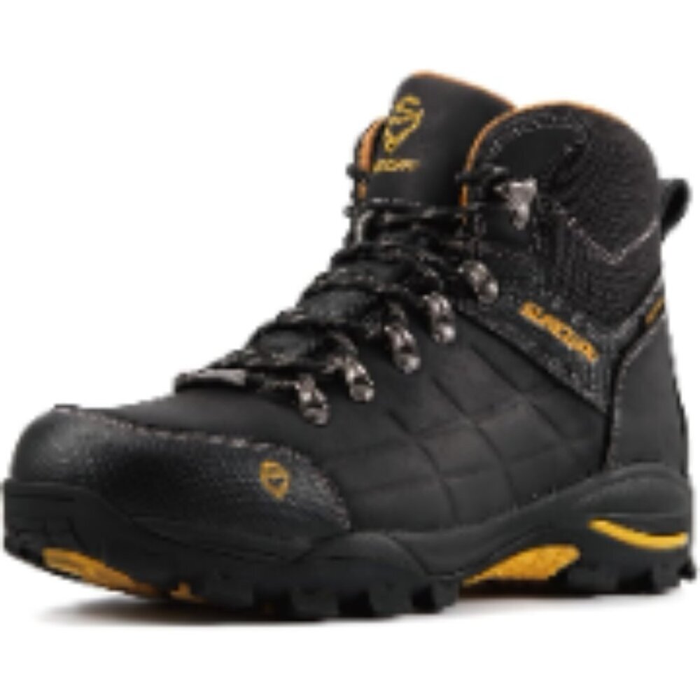 Waterproof Leather Soft Toe Work Boots Slip Resistant Construction